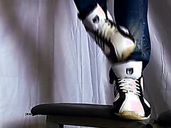 Trampling fetish spit sneakers POV