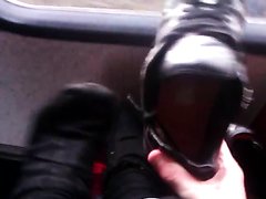 Teen Boy Feet on Bus