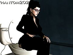 Animation of girls pooping together and laughing