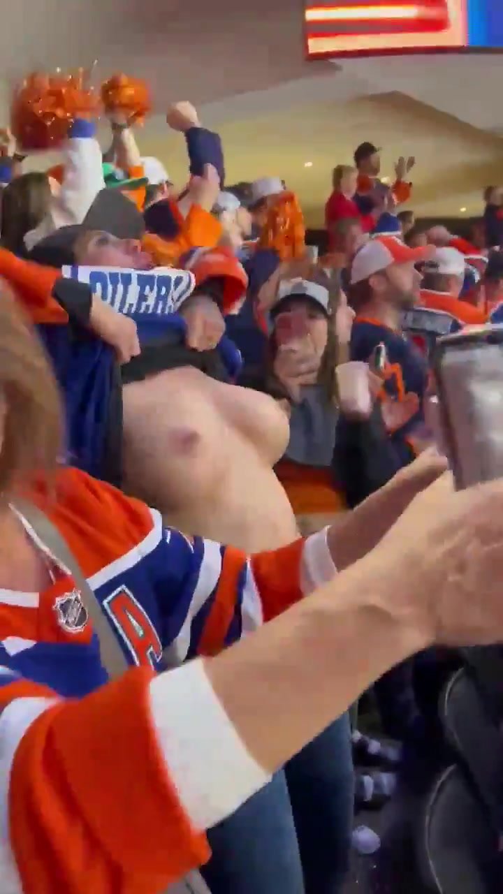 Hockey boob flasher
