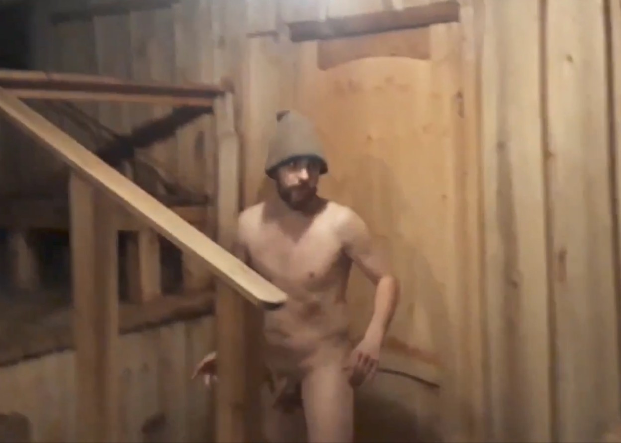 Naughty slut posing naked in the sauna
