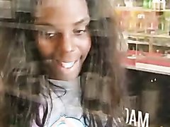Nasty ebony pissing in liquor store