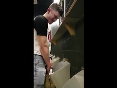 Teen And Handsome Whit Big Dick Spying In Public Urinal