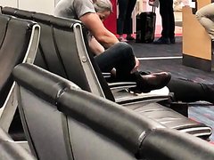 Cowboy Takes Off Boots and Socks in Airport - See’s me Looking