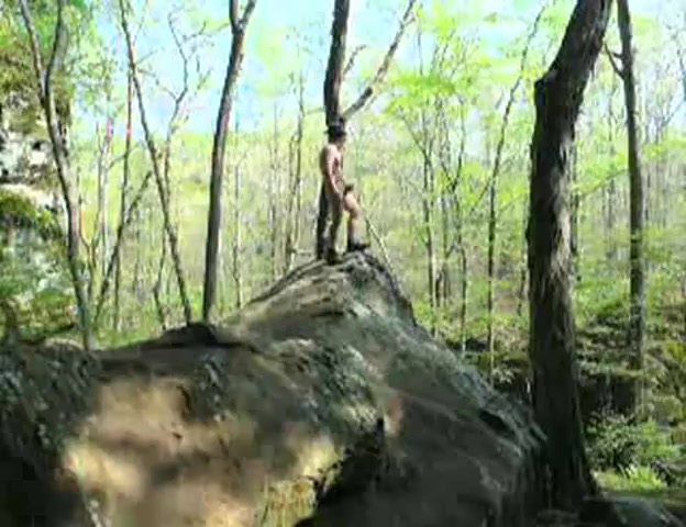Jerking outdoors naked