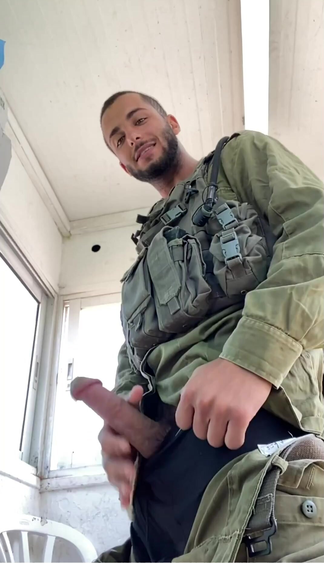 Israeli soldier showing off his hard cock - ThisVid.com