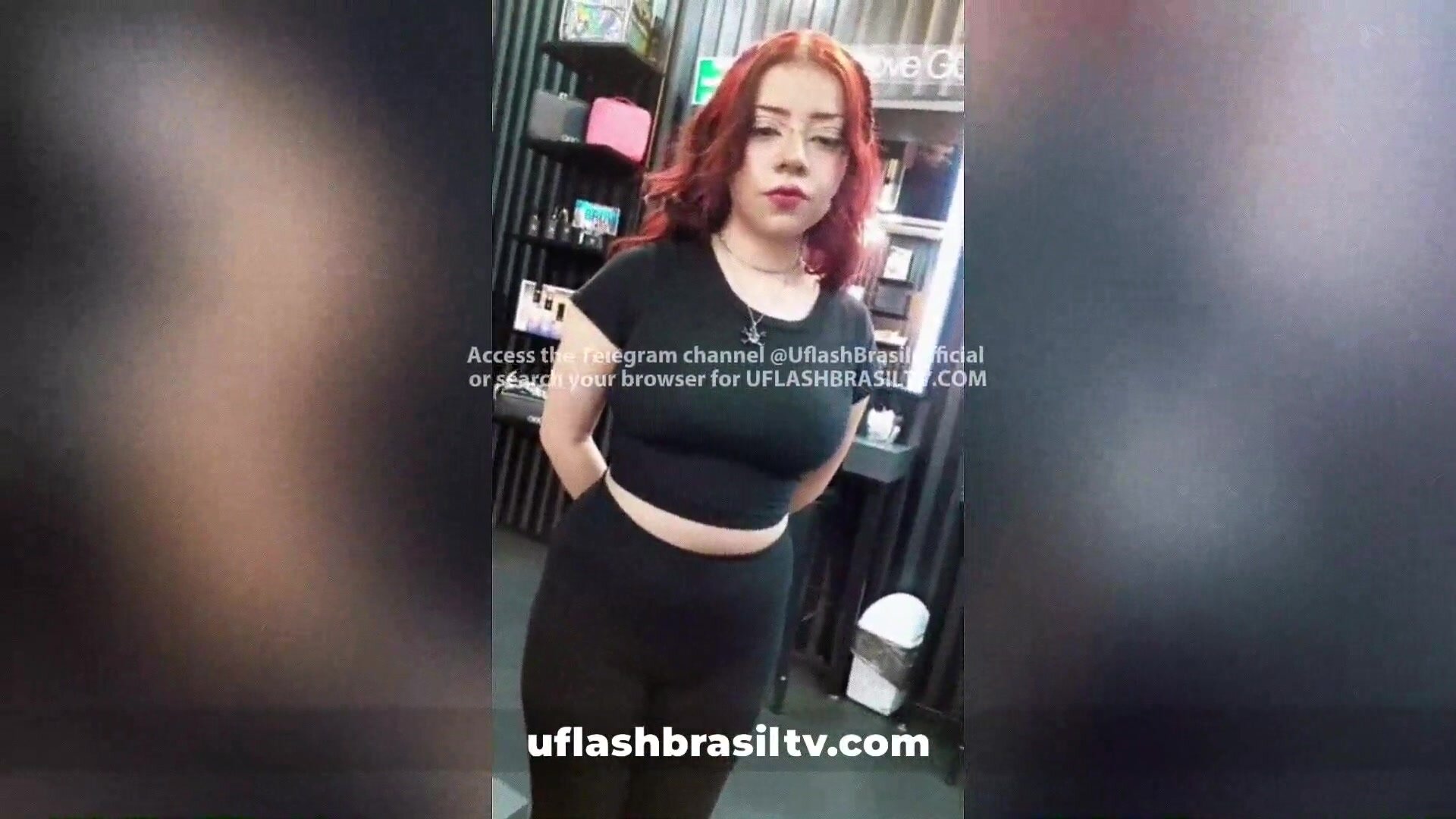Beautiful redhead saleswoman looking bulge flash - ThisVid.com