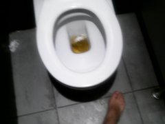 Barefoot in public bathroom