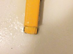 Peeing on toy school bus