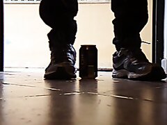 cans stomping by my barefeet