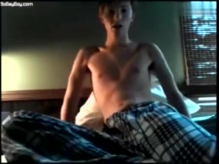 Cute Young Guy Stroking in Bed