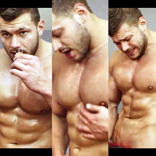 Alpha smoking hunk dominates with poppers breath control