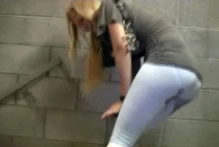 Pee Herself - College girl wetting herself on the stairs - pissing porn at ...