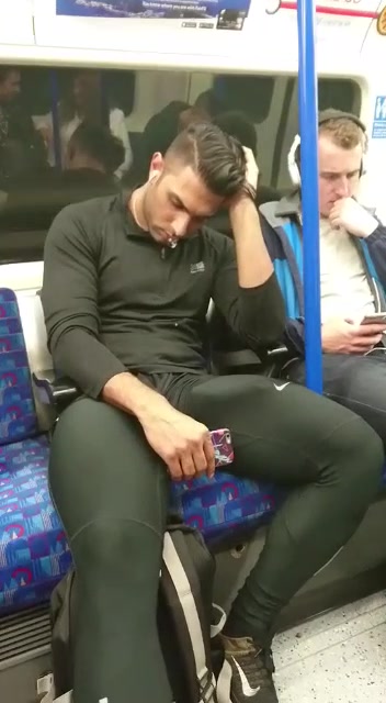 Drunken Lad In Lycra With A Big Bulge Is Spitting