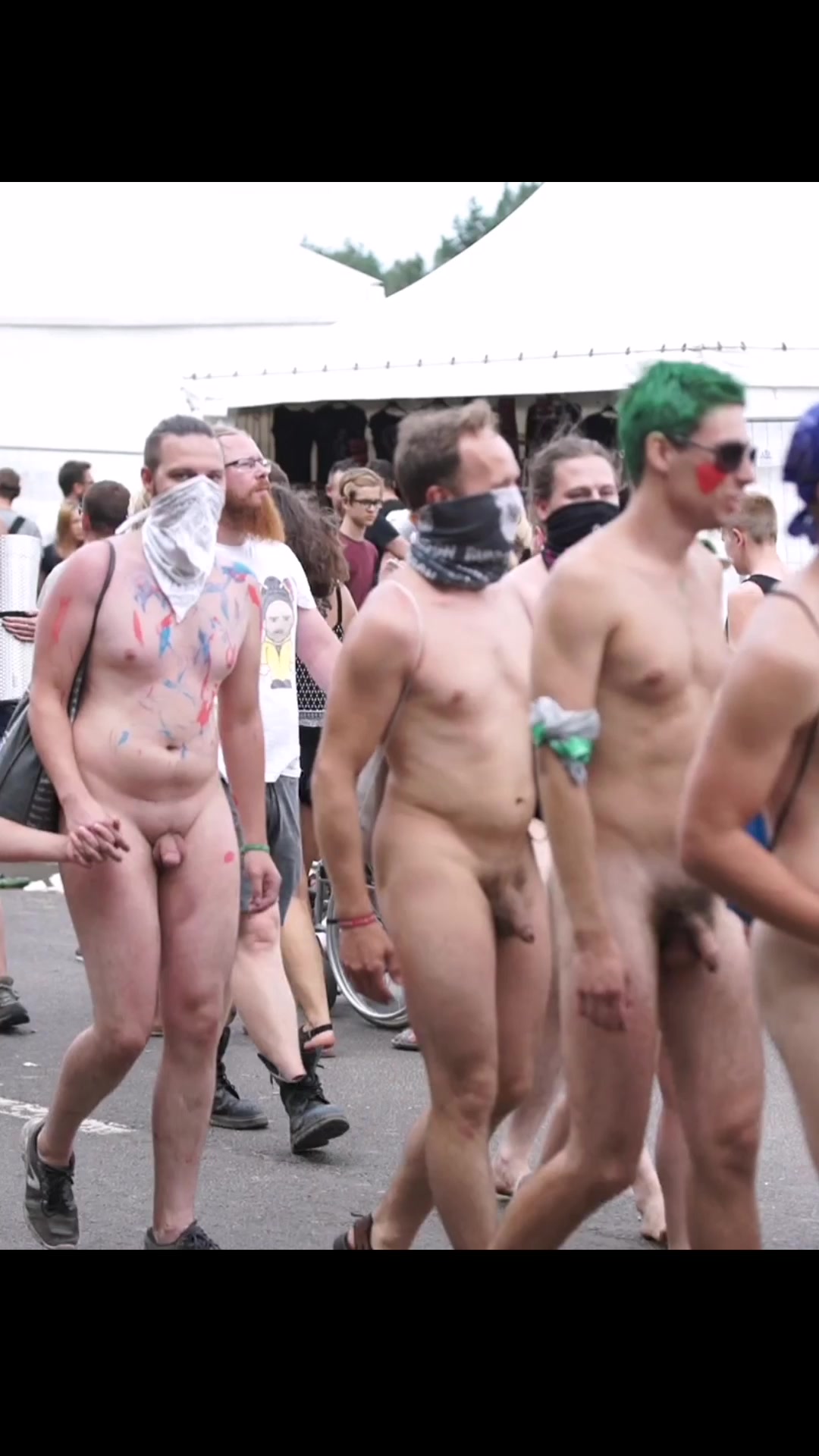 Young guys naked in public festival