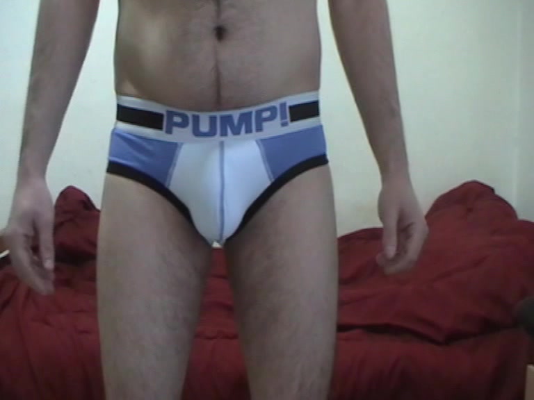 Piss in blue Pump underwear.