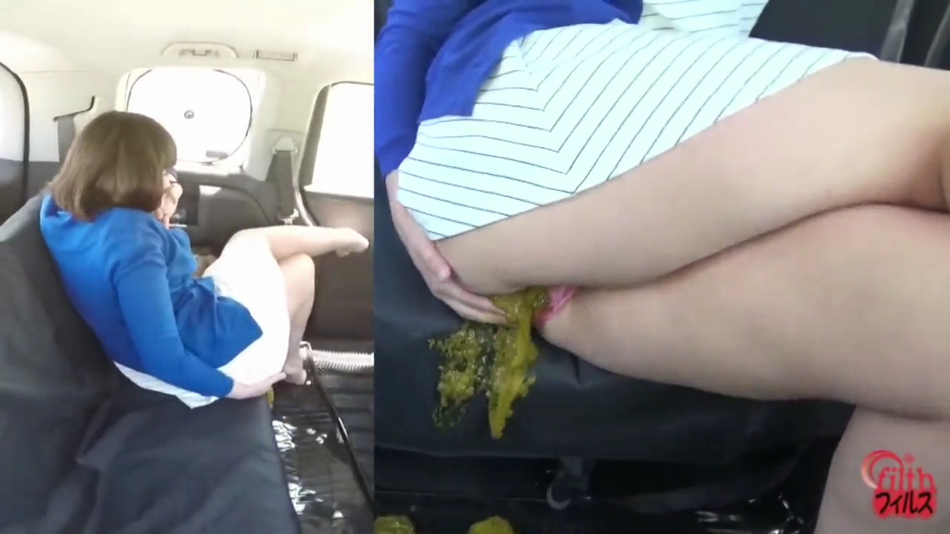 Mature lady having diarrhea in a car(FF209) picture image