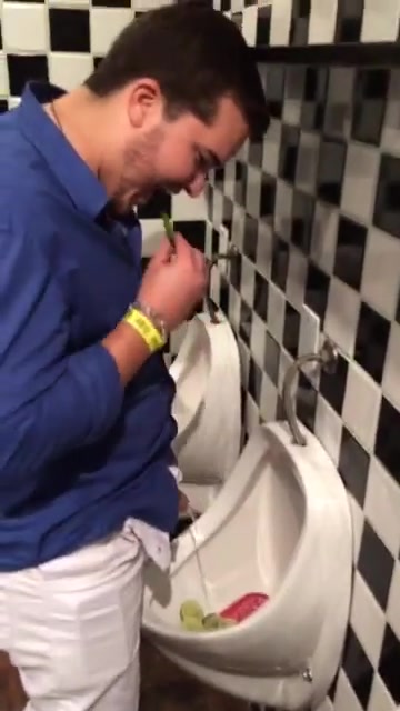Eating from urinal