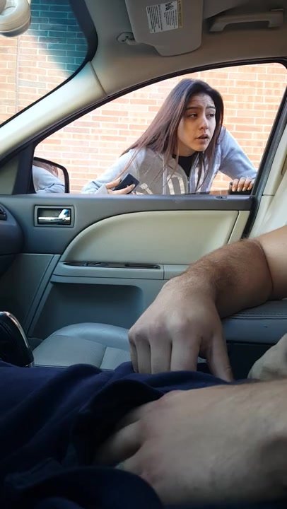 Teen girl gives directions as car flasher wanks and cums - ThisVid.com