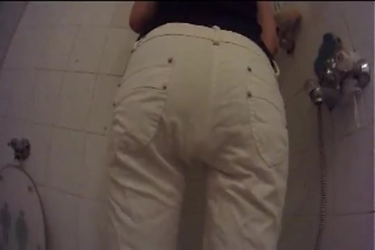 Girl Poops white pants in her bathroom
