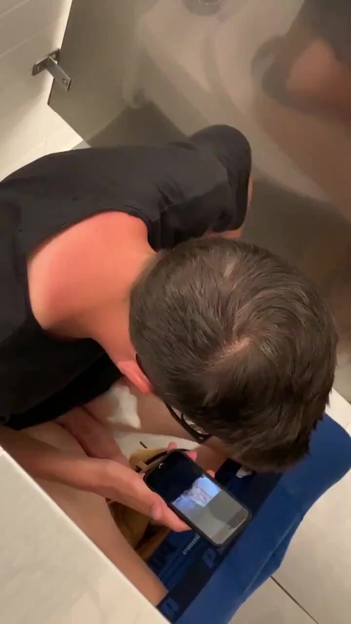 Big dick uncut twink cums in bathroom stall - ThisVid.com