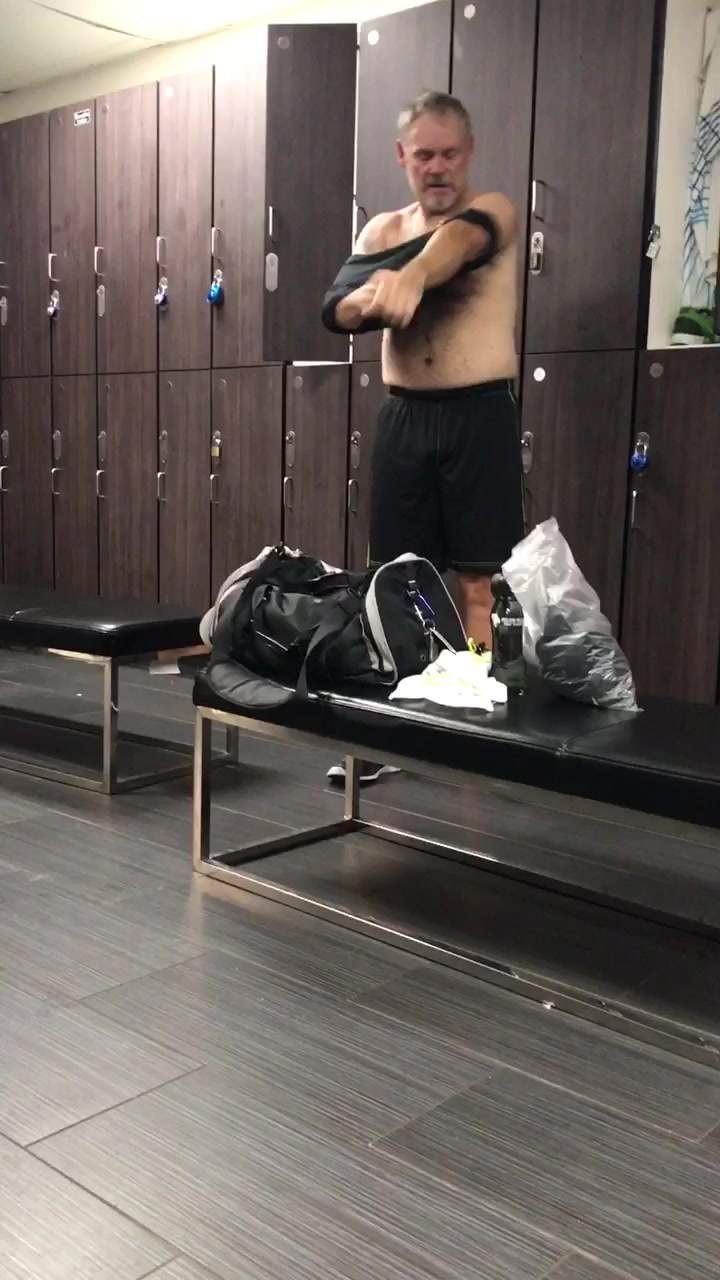 Silverdaddy changing in locker room