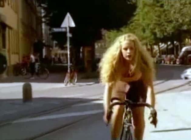Blonde has an orgasm riding her bike through the streets