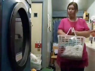 Asian BBW smothers and blows him in laundry mat