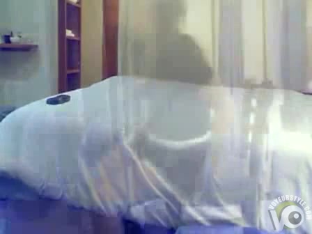 Girl pisses on hotel curtains