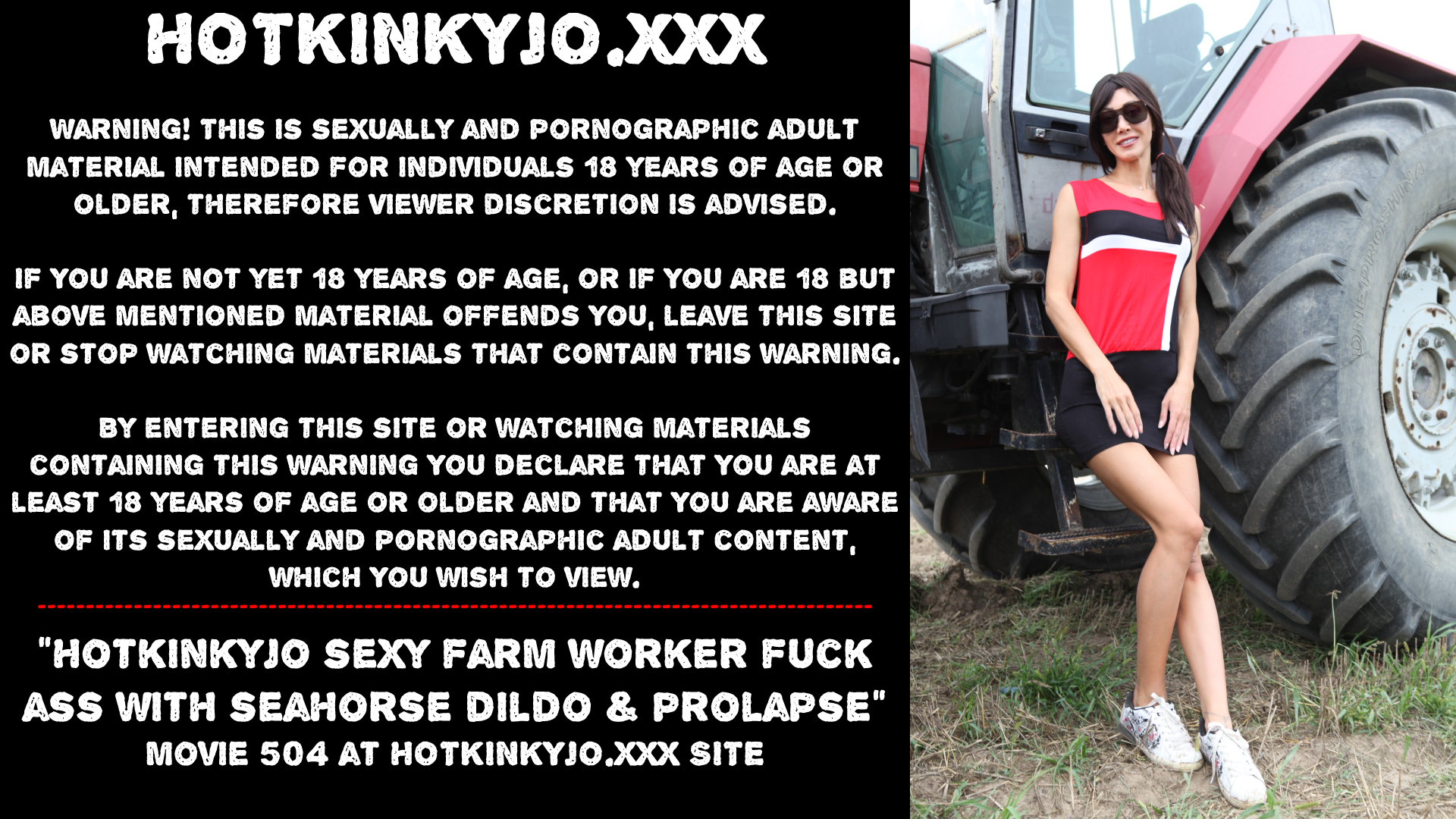 Hotkinkyjo sexy farm worker fuck her ass with XXL seahorse dildo and prolapse