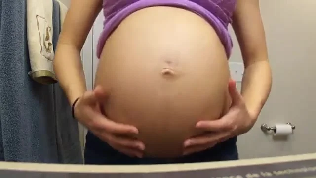 Belly Sex - My pregnant belly in the bathroom mirror - preggo sex porn at ThisVid tube