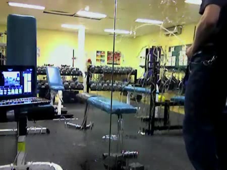 Miscreant pissing on the mirror in the gym