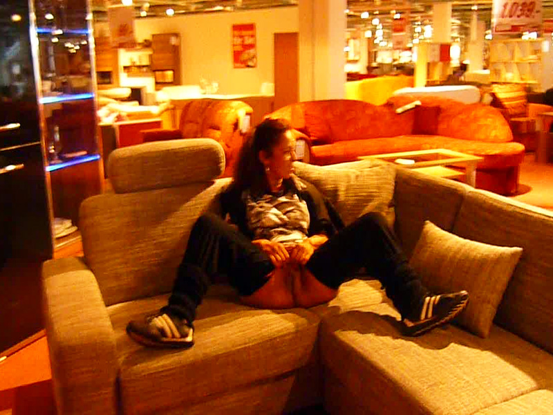 Pissing on the furniture at a big store - pissing porn at ThisVid tube