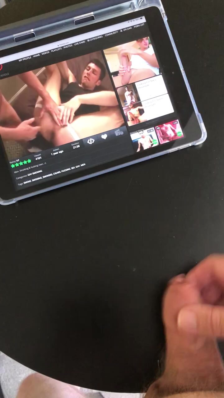 Wanking watching porn picture