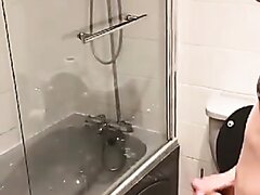 Twink Boy pissing all over Bathroom