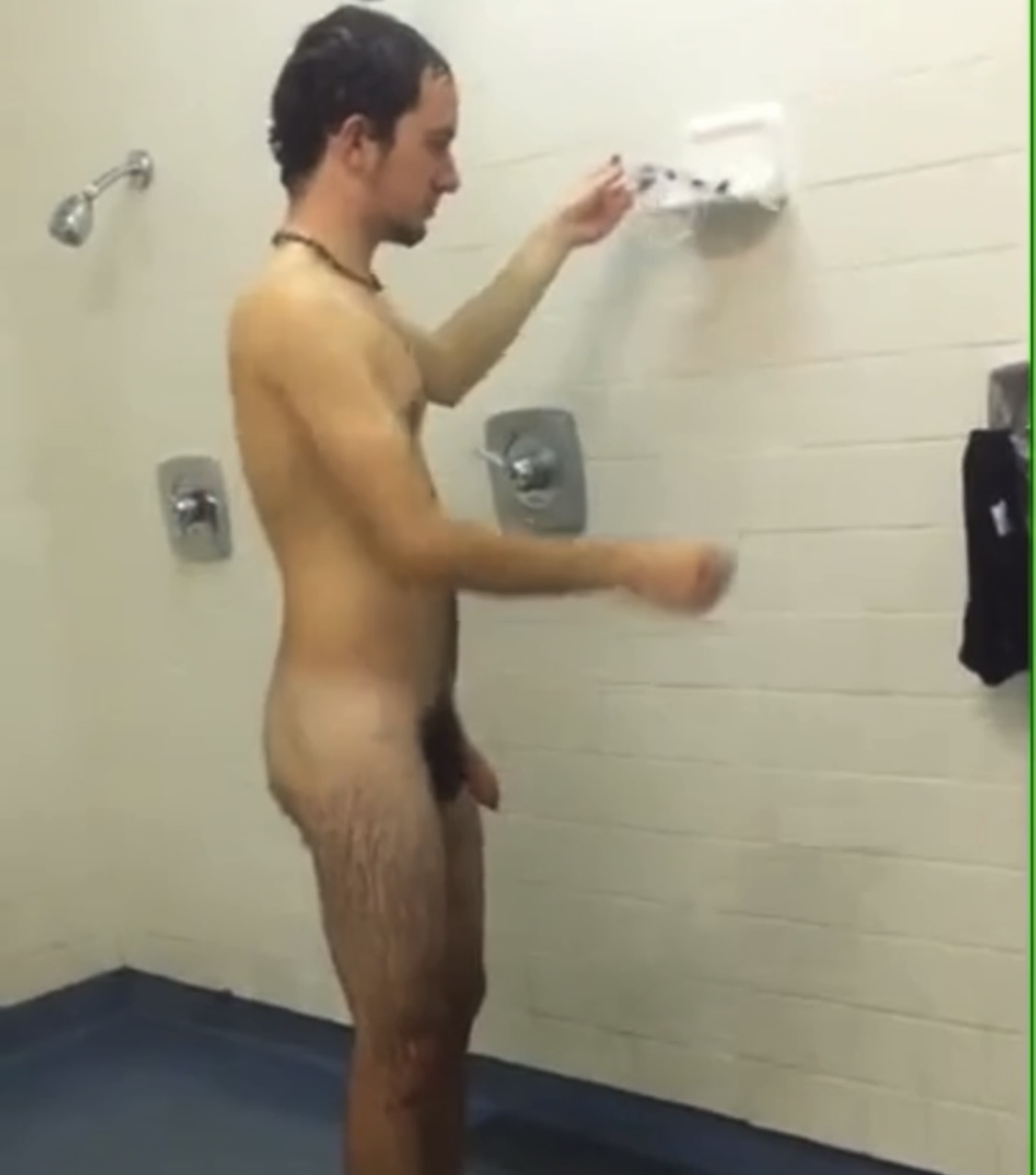 Hairy college swimmer spied showering