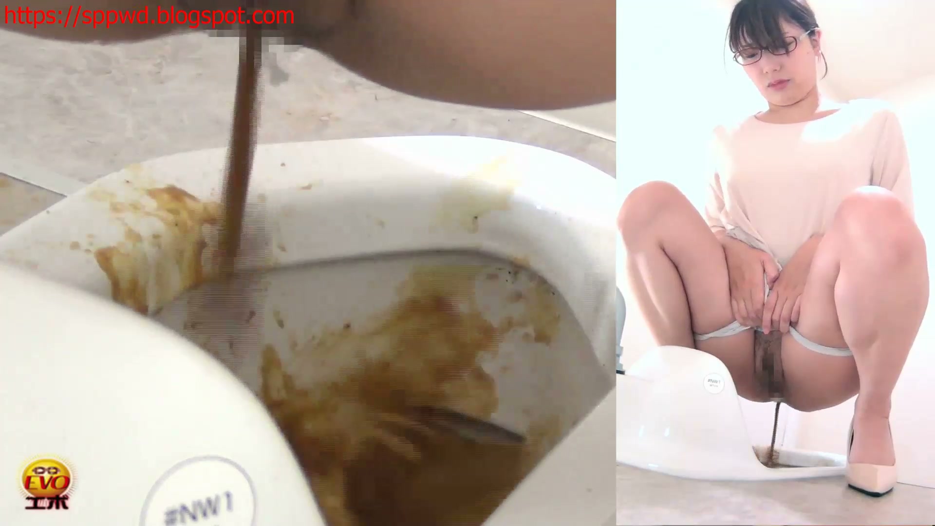 Cute glasses lady had a messy diarrhea EE180 pic