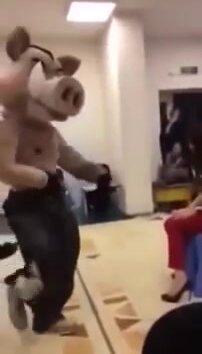 Pig mascot strips for the ladies - ThisVid.com