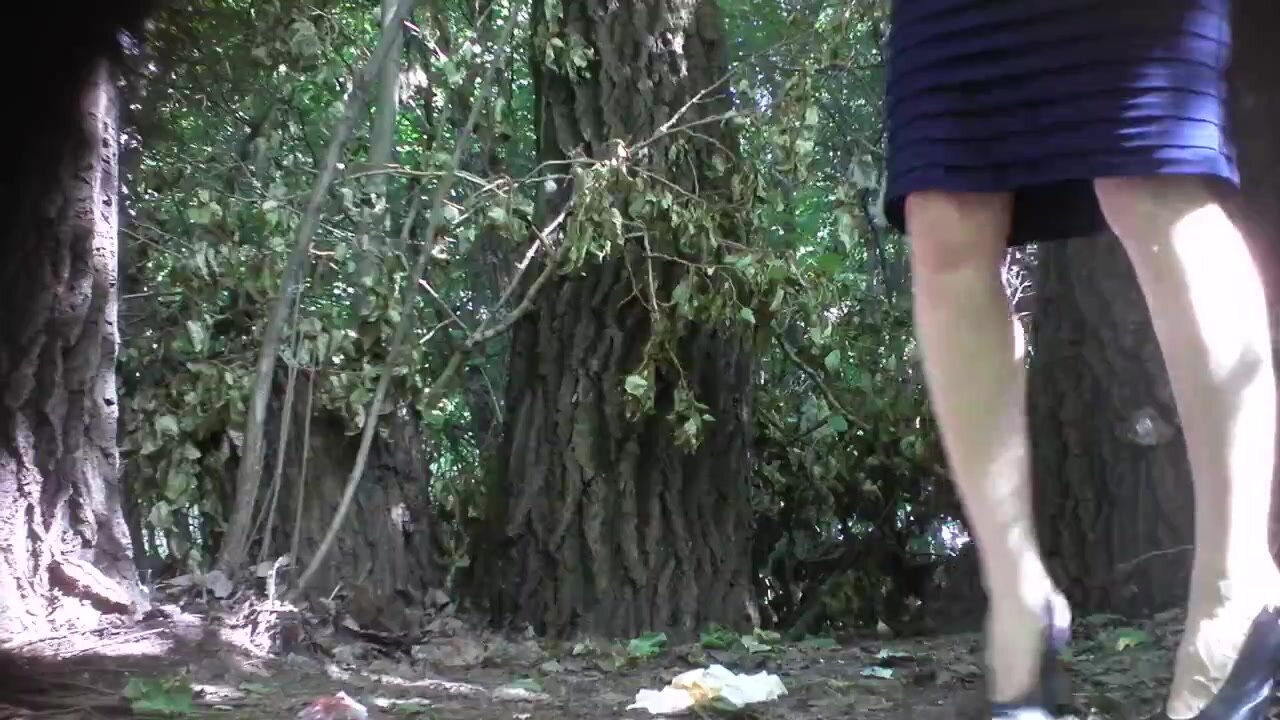 Russian cuties having a pee in the forest