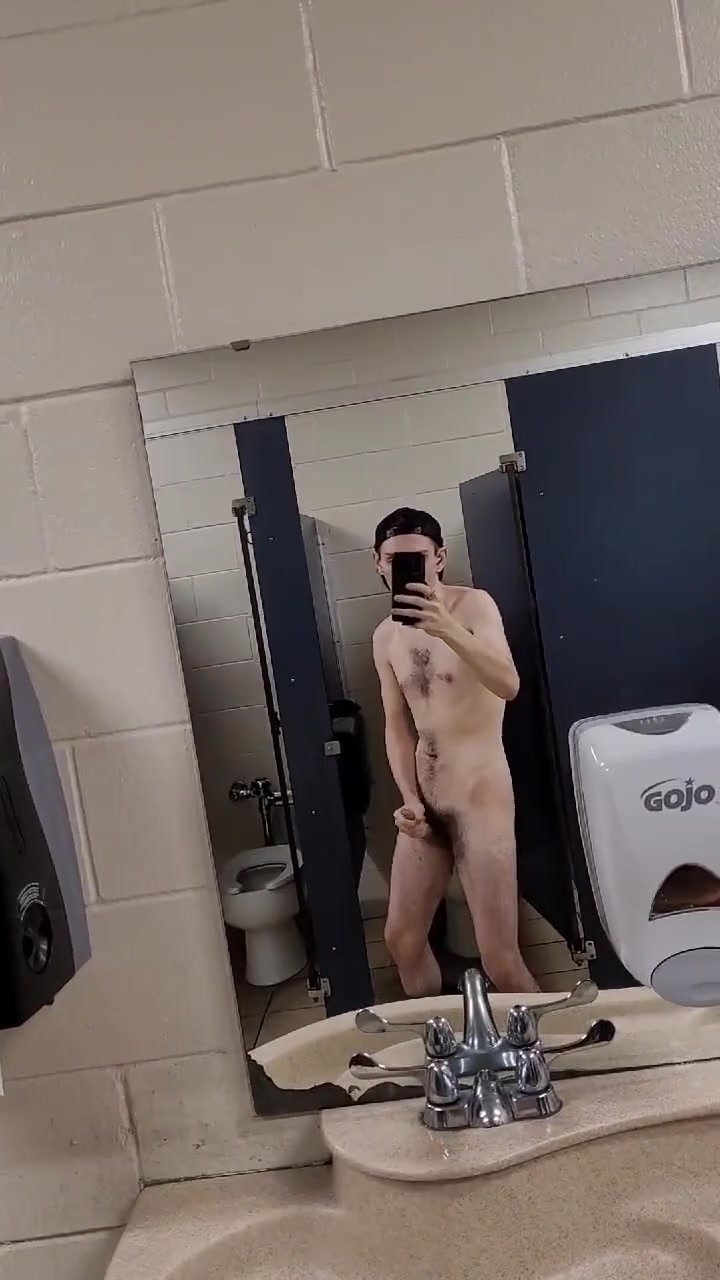 Naked in public restroom