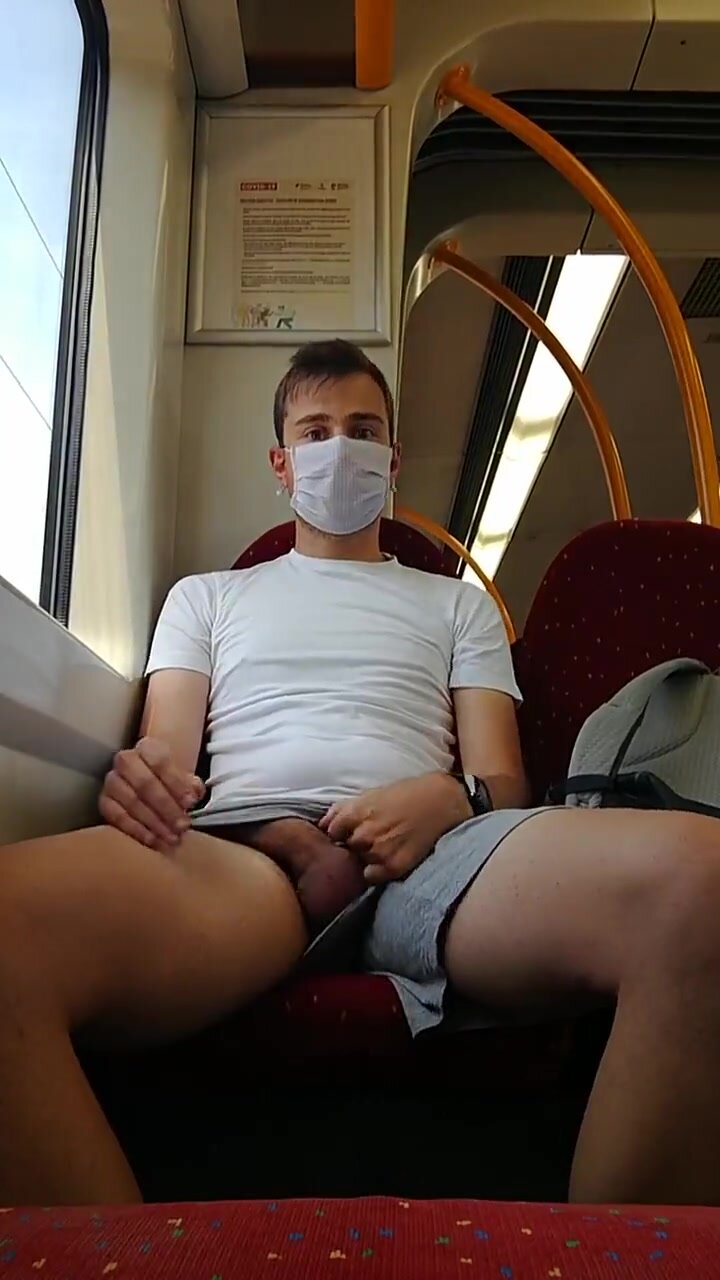 Handsome guy shows his dick and Jerking on the train - ThisVid.com