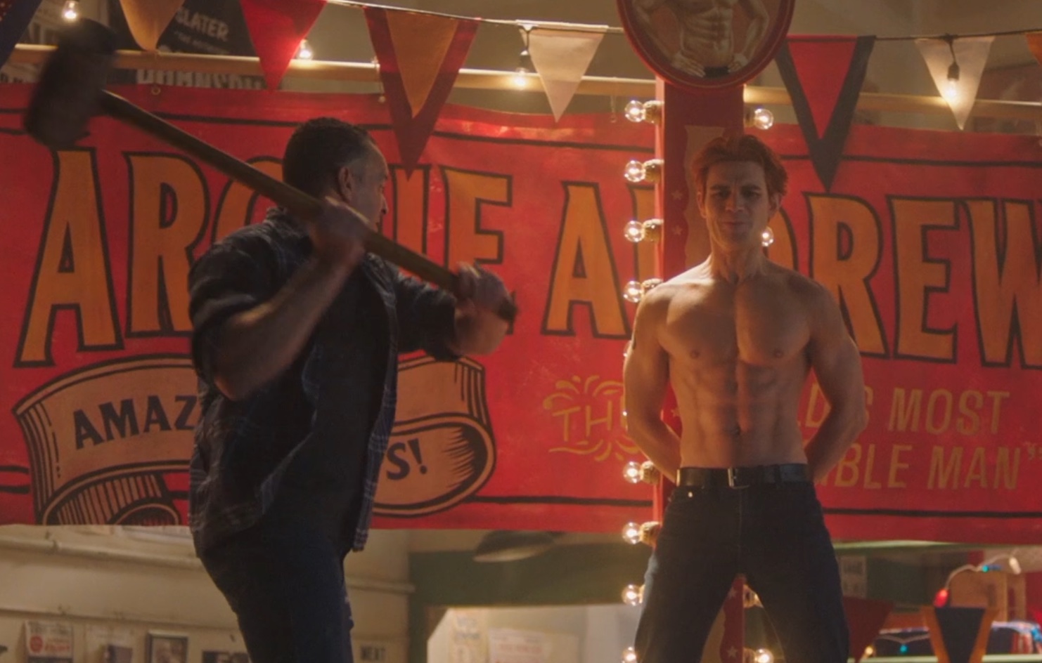 KJ apa hit in abs with sledge hammer - ThisVid.com