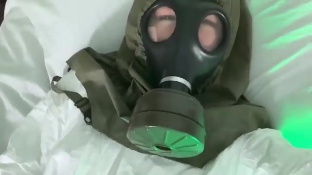 Girl with gas mask and hazmat masturbates - ThisVid.com