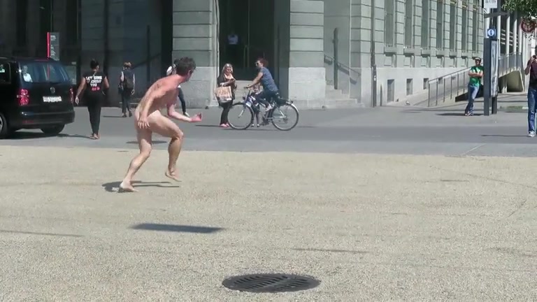 Crazy guy running around naked