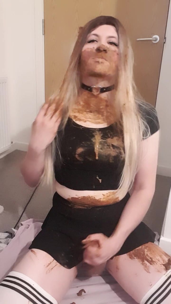 Sissy crossdresser shit eating and smearing photo image