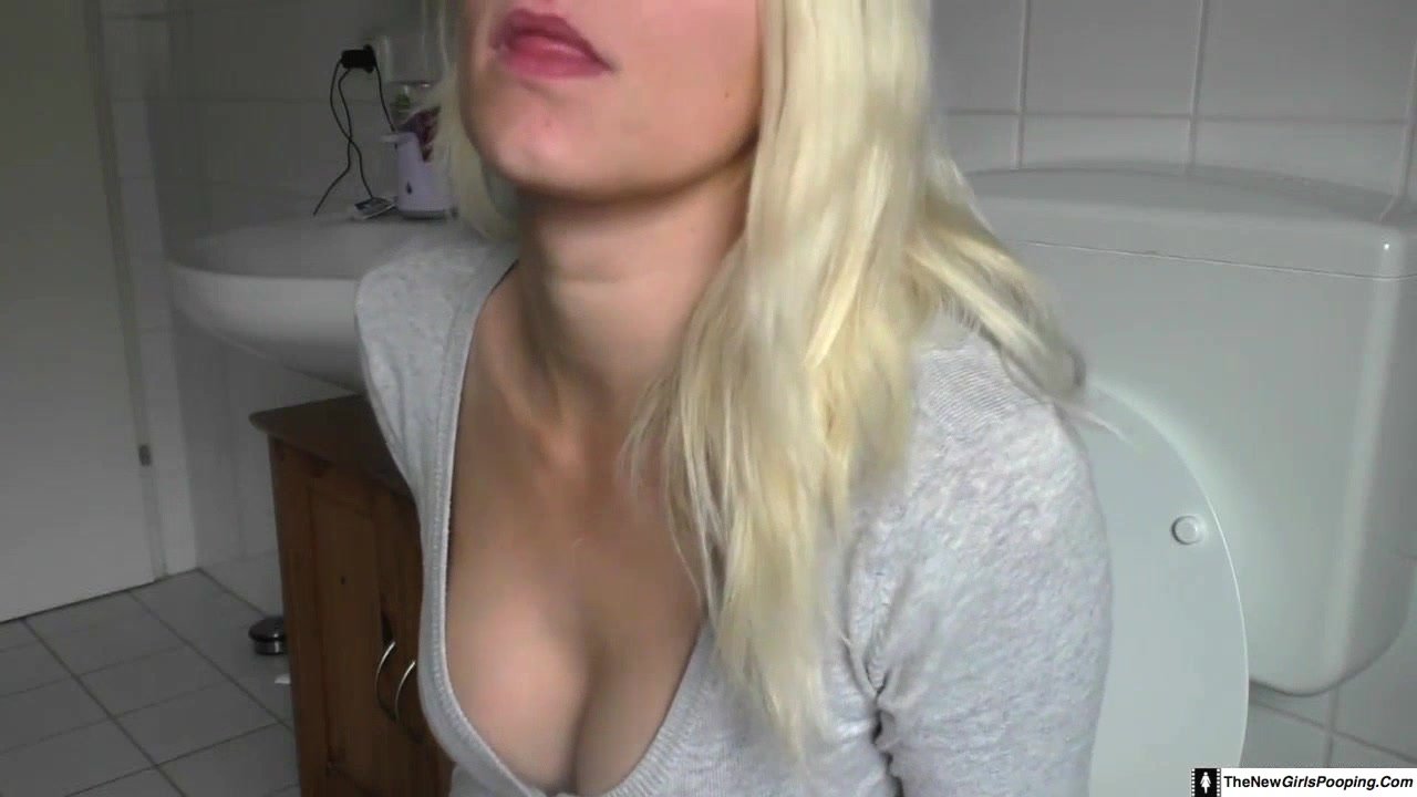 Hot blonde selfie poop