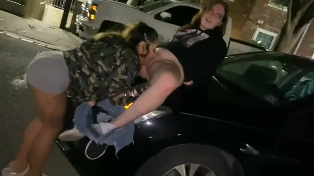 Girl eats anothers pussy on somebodys car hood pic