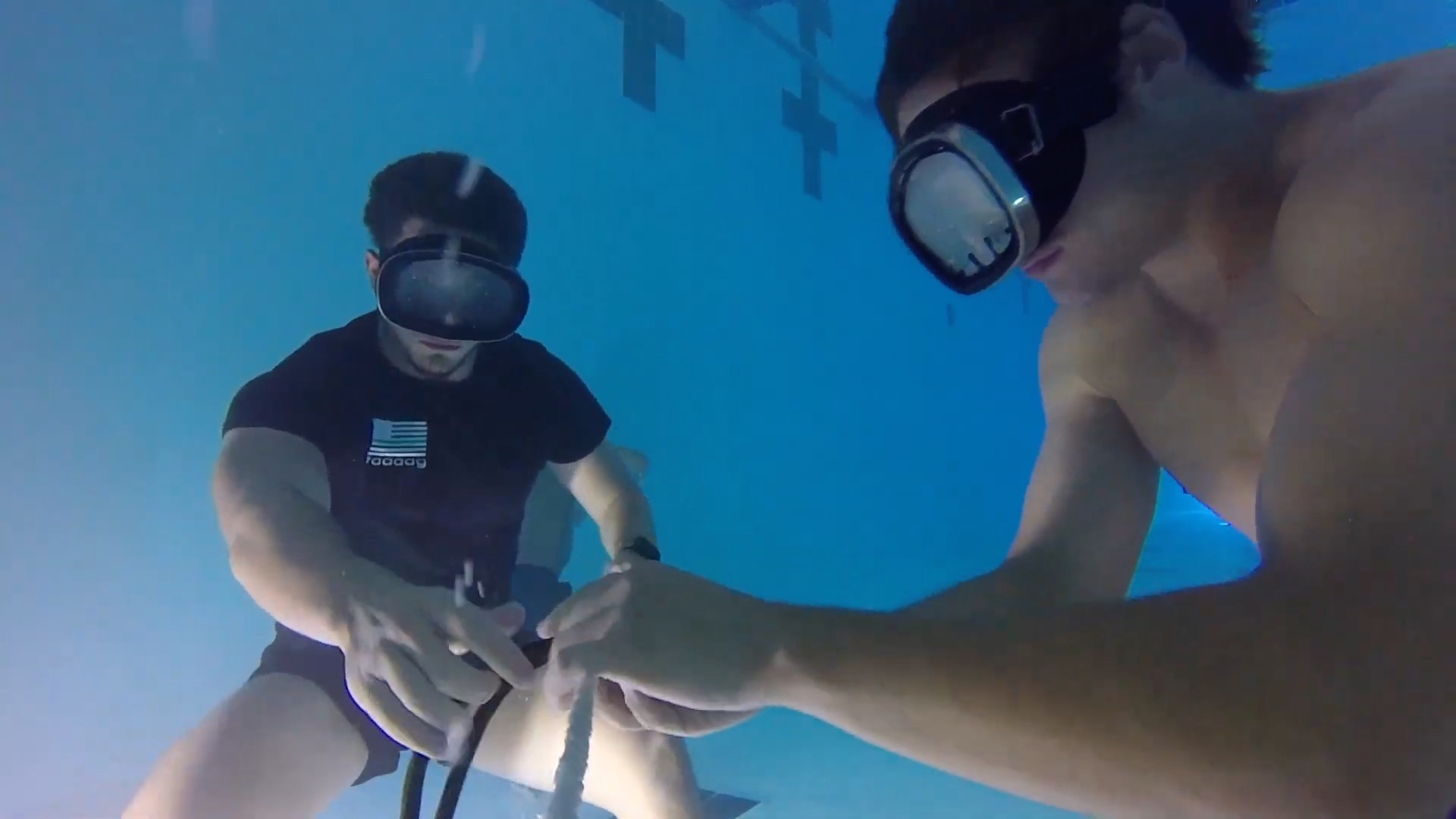 Hunky Freedivers tying Knots Underwater part 2 photo photo