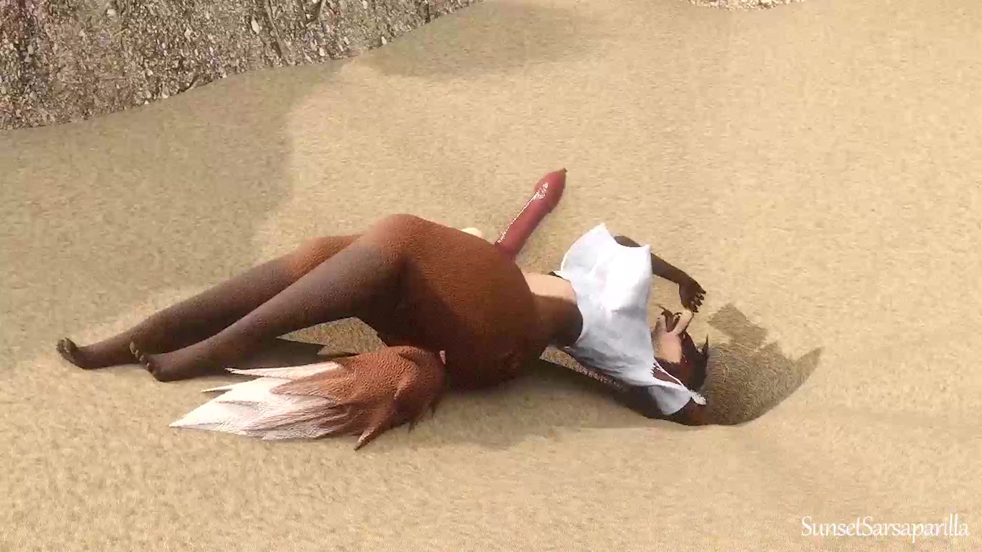 Furry Shemale Beach - Shemale furry masturbates while sinking in quicksand - ThisVid.com
