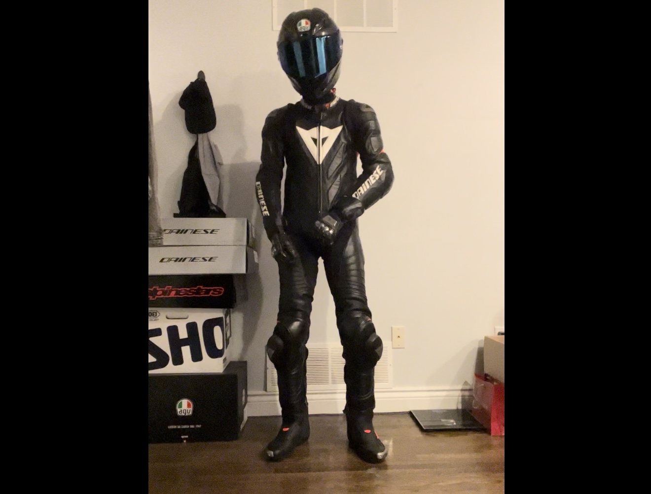 Dainese leather suit biker cum - ThisVid.com